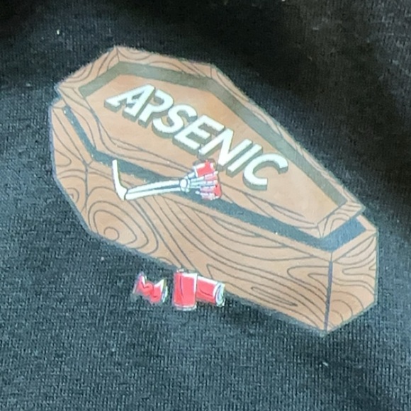 Arsenic hooded sweater black size medium Halloween coffin logo pouch drawstring - Picture 3 of 8